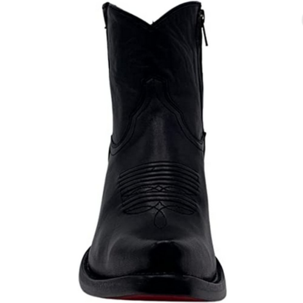Vaccari Western Black Genuine Leather Snip Toe Ankle Boots 9.5 - Picture 4 of 6